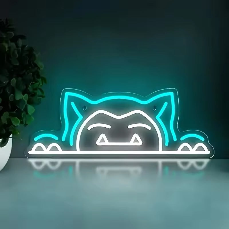 Custom LED Neon Sign | Anime LED Sign For Office | Gamer Home Decor | Pokemon Snorlax Theme