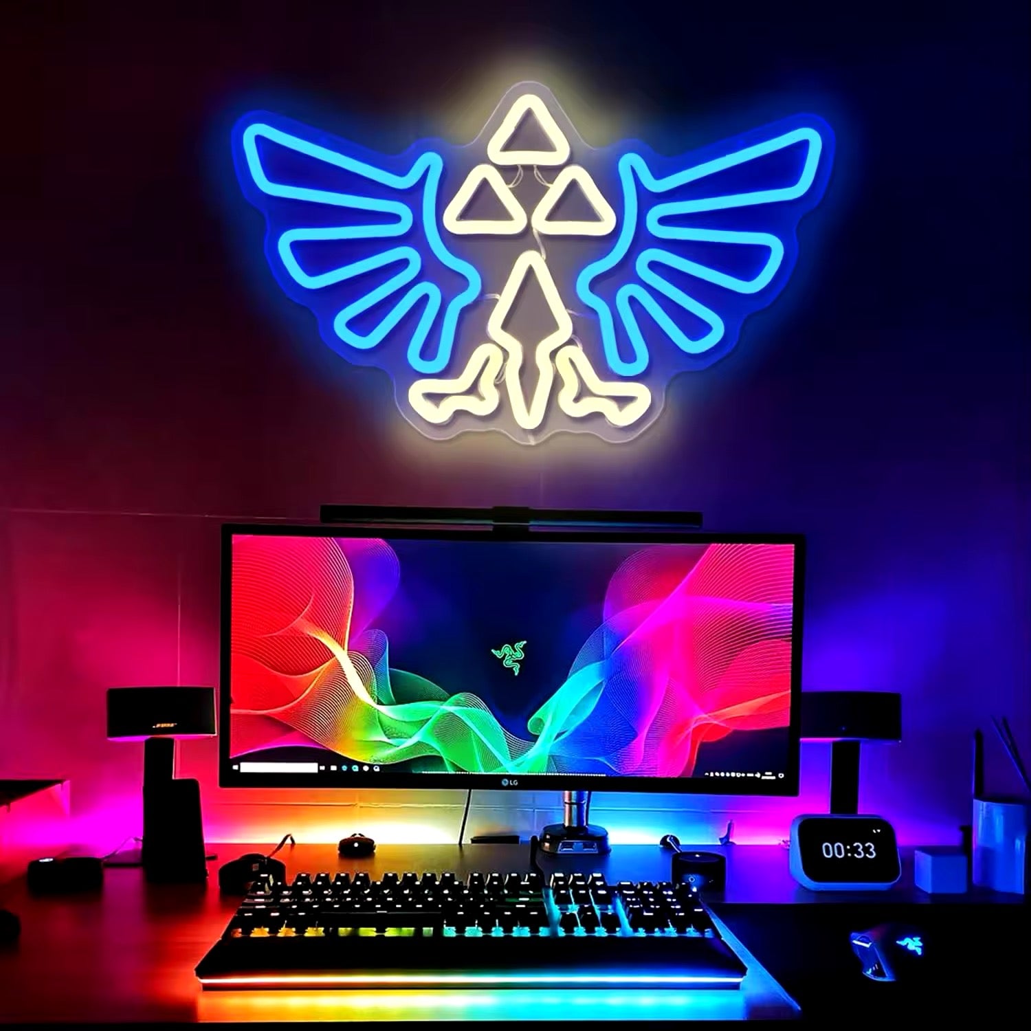 Custom LED Neon Sign | Anime LED Sign For Office | Gamer Home Decor | Legends of Zelda Theme Link Shield