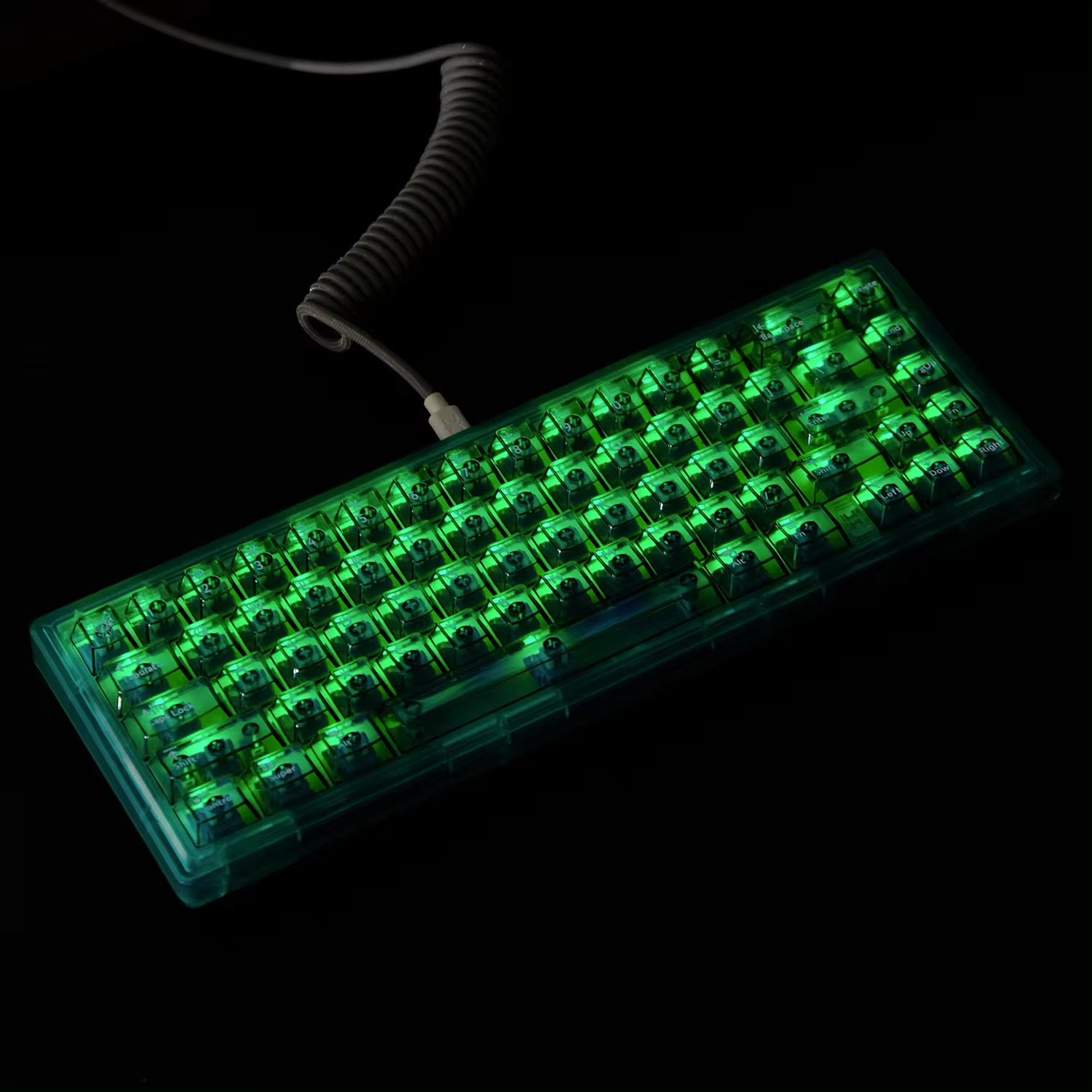 Keys | 114 Custom Dark Backlit Keycaps | Dark Green Crystal Clear Theme | Transparent Keycaps |Cherry Profile | ANSI Layout