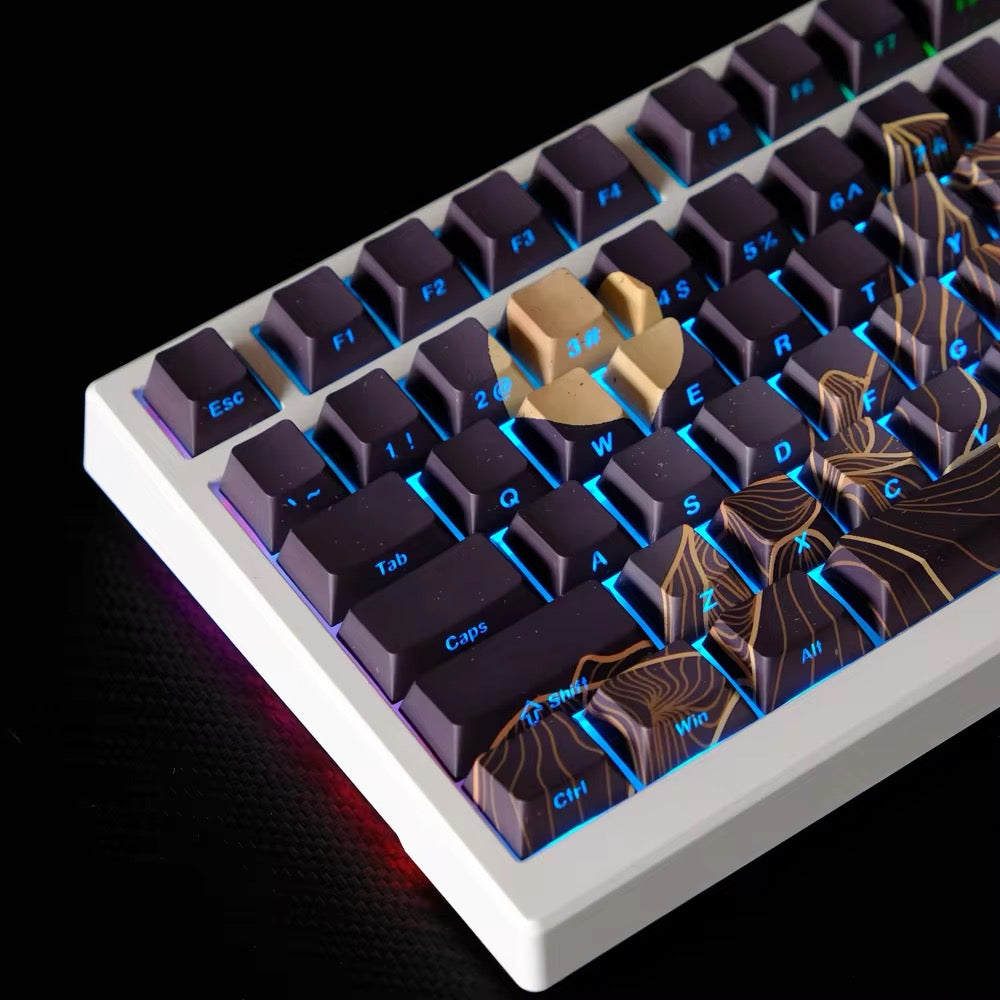 Keys | 136 Custom Backlit Keycaps | Side Printed Fonts | Cherry Profile | Double Shot PBT | Midnight Theme