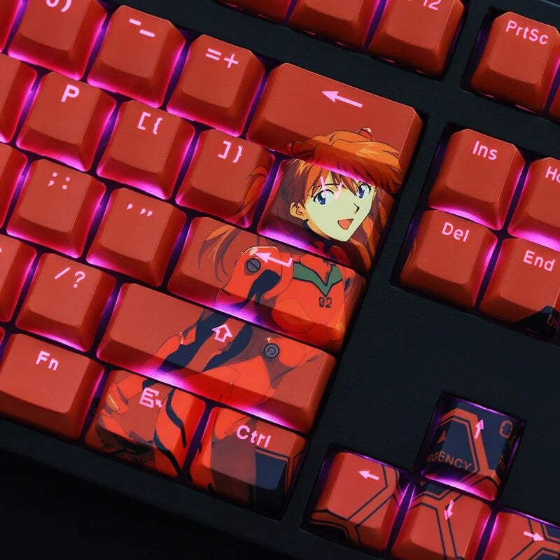 Keys | 108 PCs Backlit Anime Evangelion Theme PBT Custom Keycaps for Mechanical Keyboards Dye-Sub OEM Profile