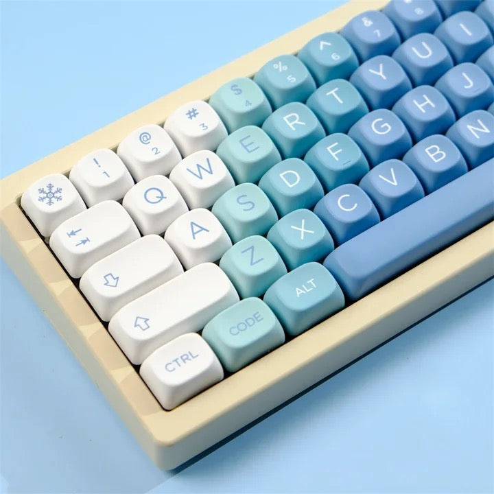 Keys | 129 Custom Keycaps | Snow Gradient Theme | MOA Profile | Dye-Sublimation