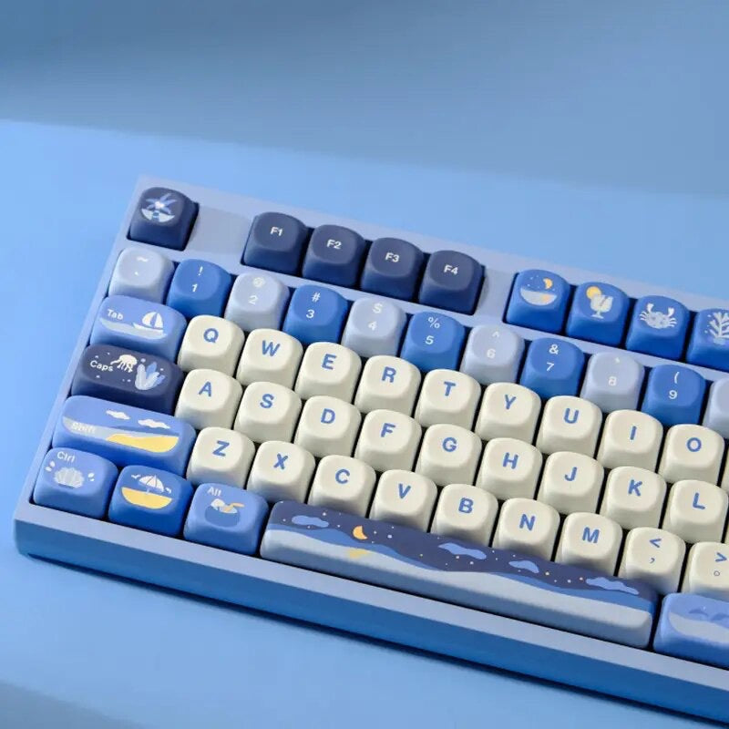 Keys | 126 Custom Keycaps | Blue Whale Theme | MOA Profile | Dye-Sublimation