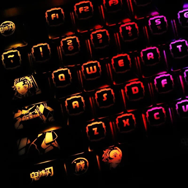 Keys | 108 Anime Backlit Keycaps | "Demon Killer" Theme For Mechanical Keyboard | MX Switch CHERRY Profile Razer Corsairo