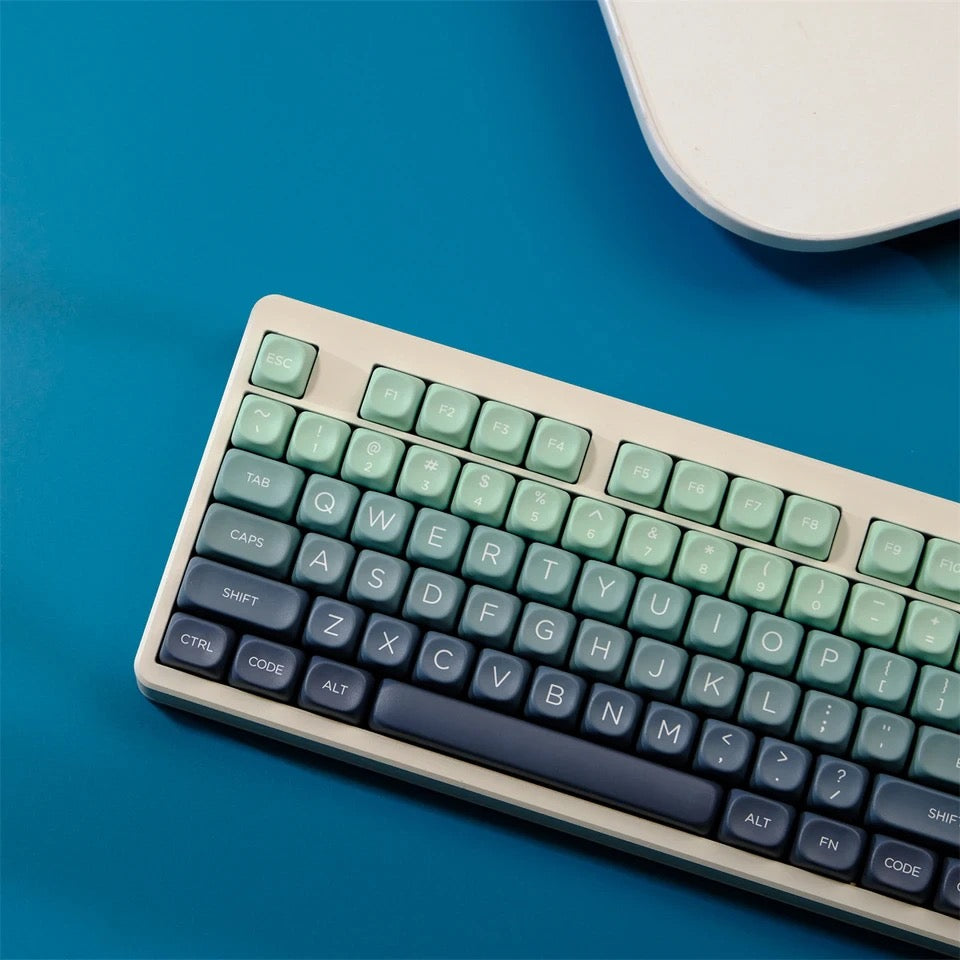 Keys | 129 Custom Keycaps | Green Gradient Theme | MOA Profile | Dye-Sublimation