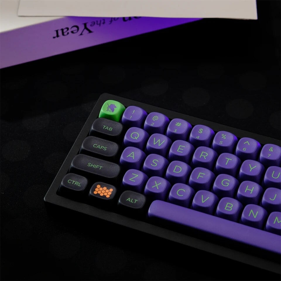 Keys | 129 Custom Keycaps | Evangelion Eva-01 Theme | MOA Profile | Dye-Sublimation