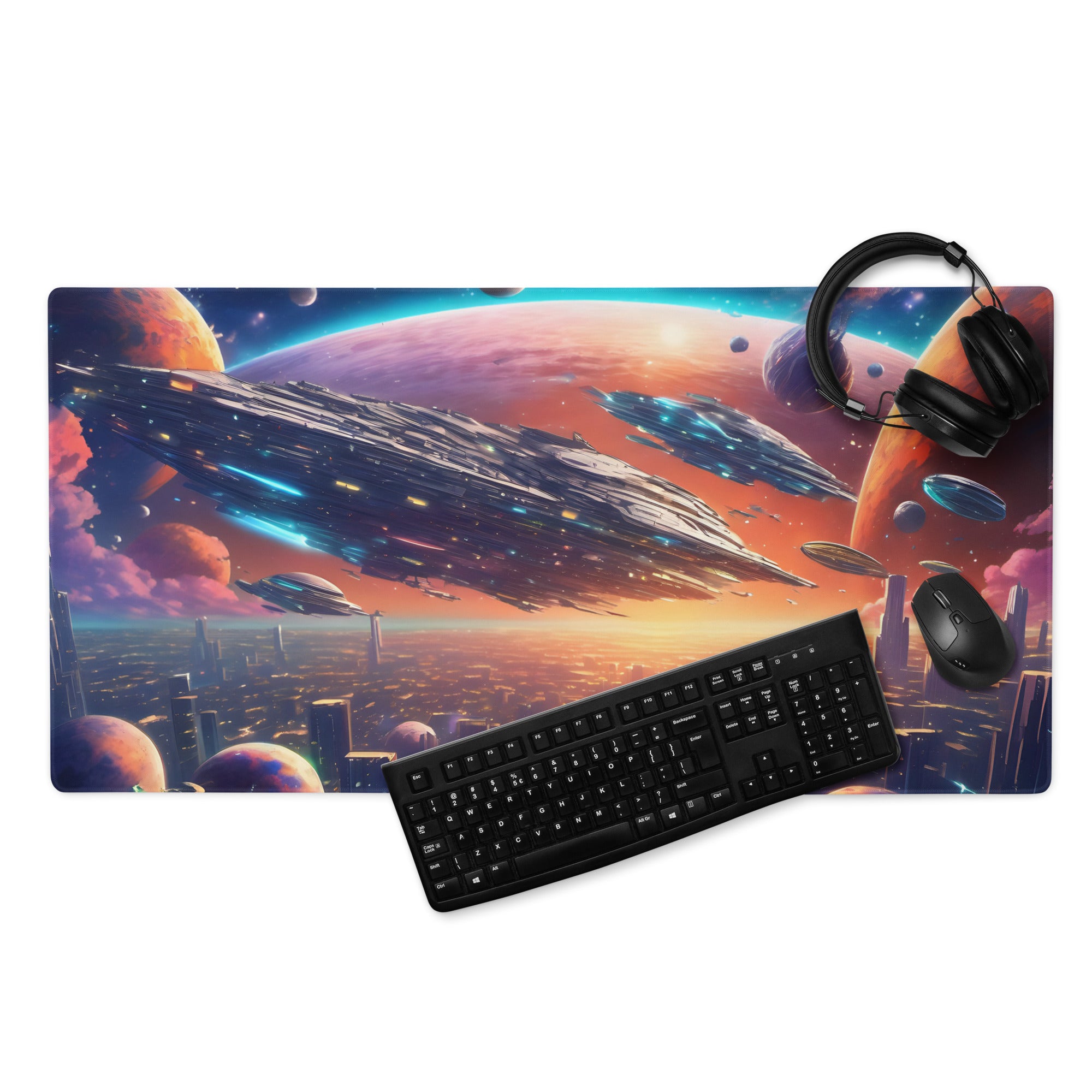 Deskmat | Custom Space Ship Battlefield Theme SF-1 Desk Mat | Gaming Pad For PC Laptop | High Quality Mouse Pad