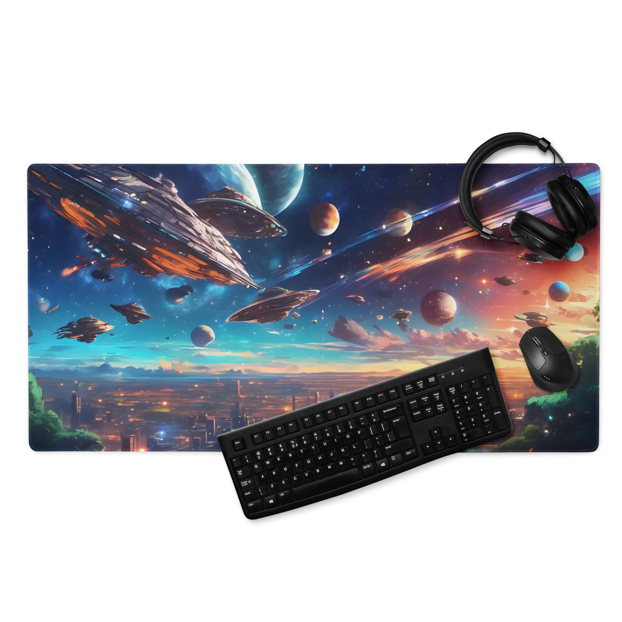 Deskmat | Custom Space Ship Battlefield Theme SF-2 Desk Mat | Gaming Pad For PC Laptop | High Quality Mouse Pad