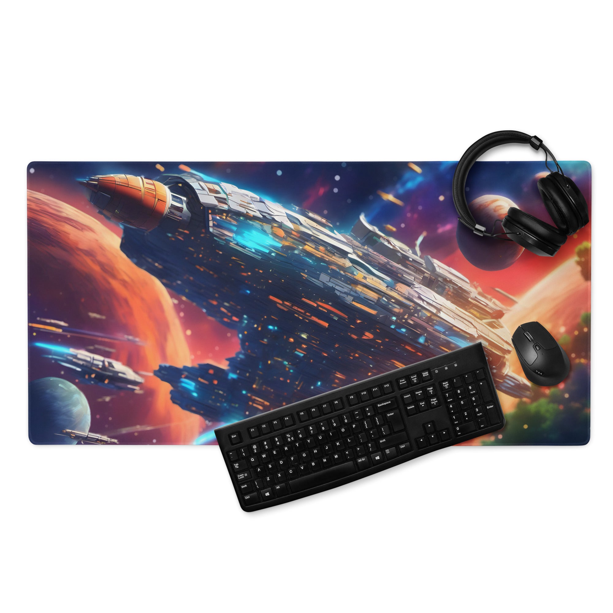 Deskmat | Custom Space Ship Battlefield Theme SF-2 Desk Mat | Gaming Pad For PC Laptop | High Quality Mouse Pad