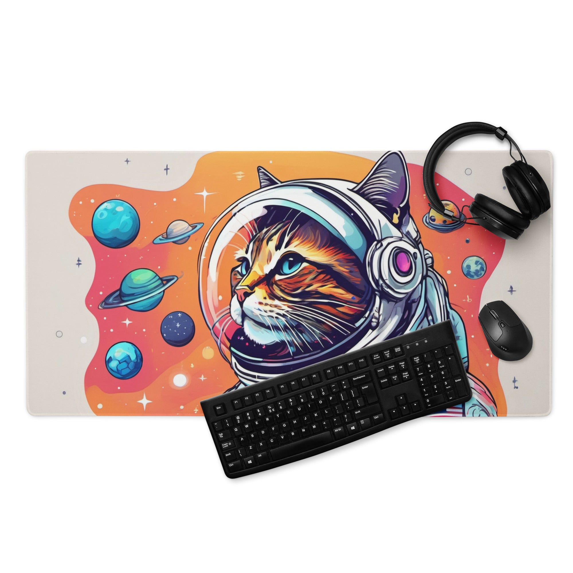 Space Cat Crew Desk Mat - Gaming mouse pad for PC Laptop | High Quality Print Non-Slip