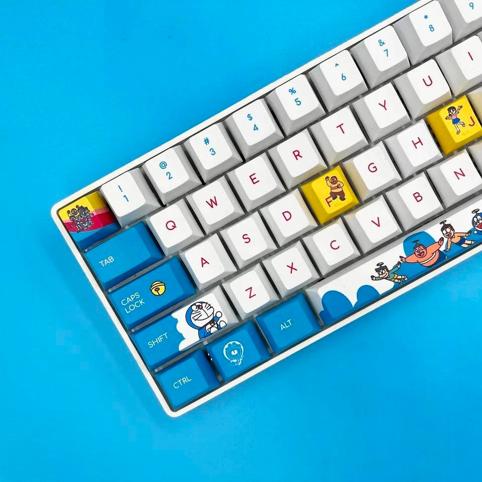 Keys | 108/142 Custom Anime Keycaps “Doraemon” Theme Set For Mechanical Keyboard MX Switch CHERRY Profile PBT Material