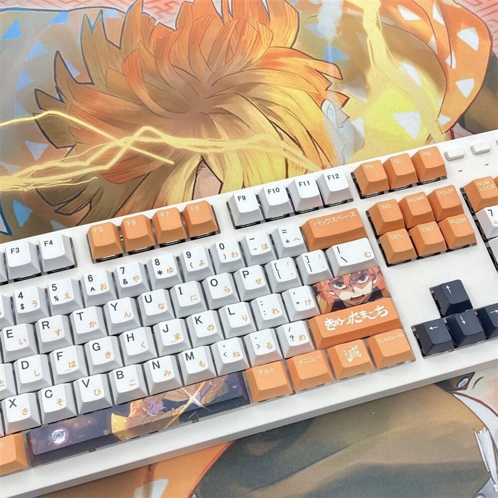 Keys | Anime Keycaps 141 PCs Theme for Mechanical Yellow & White Color Keyboards PBT Dye-Sub Cherry Profile PBT