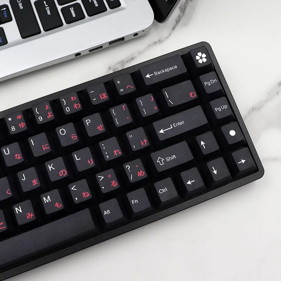 Keys | 135 Custom Keycaps | Minimalist Red Flower Theme | Sub Japanese Layout | Cherry Profile