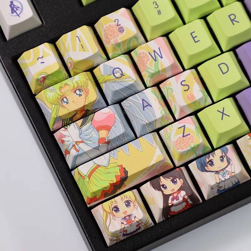 Keys | 108 Custom Anime Keycaps “Sailor Moon” Theme | For Gamers Mechanical Keyboard | Compatible MX Switch | Cherry Profile