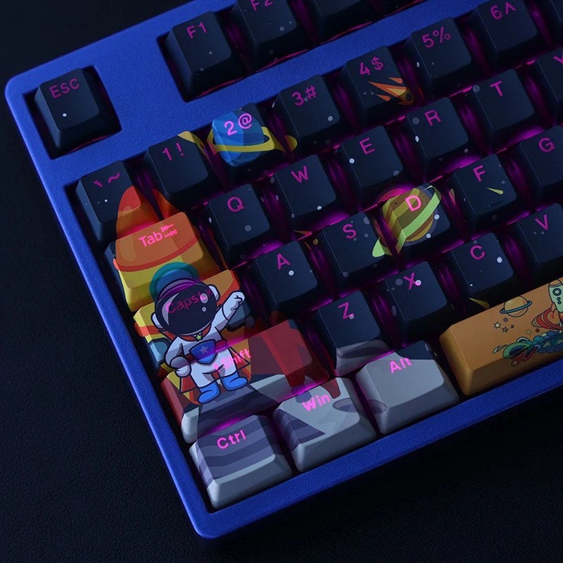 Keys | 108 PCs Backlit Astronaut Theme PBT Custom Keycaps for Mechanical Keyboards Dye-Sub OEM Profile
