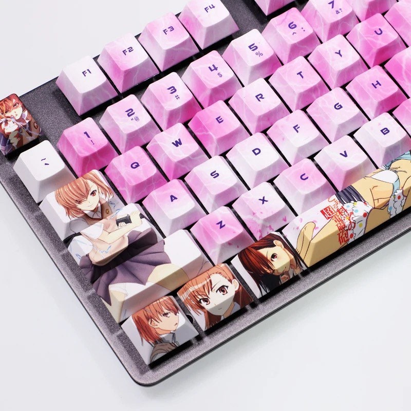 Keys | 108 Custom Keycaps | Anime Pink Girl Theme | For Mechanical Keyboard | CHERRY Profile