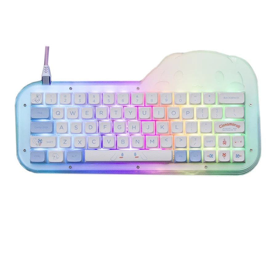 KEEBS > Hot Swappable Dog Shape Mechanical Keyboard Kit 65% Wired USB-C RGB PCB Acrylic Case
