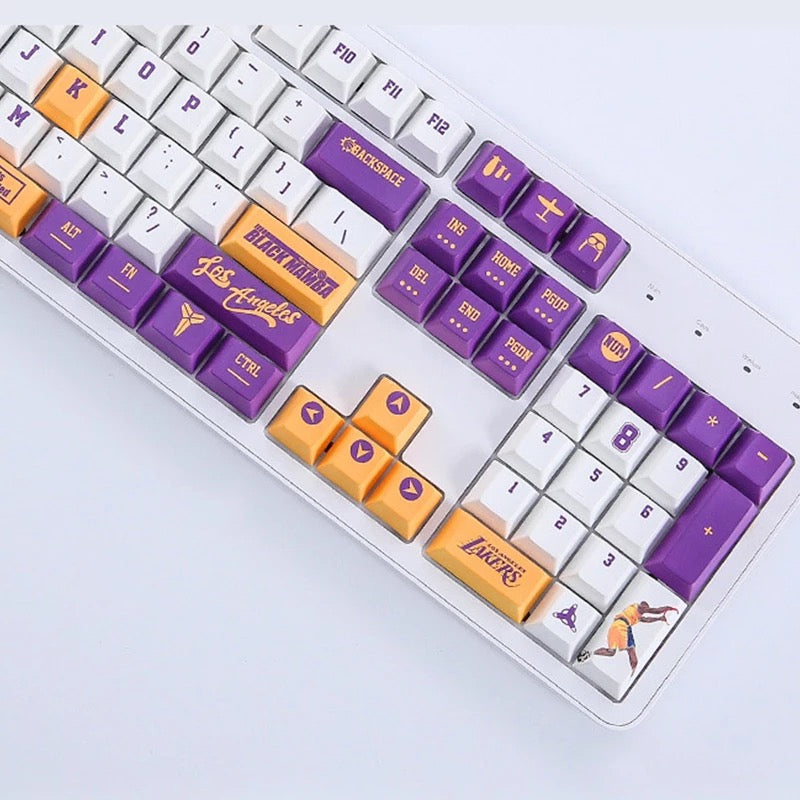 KEYS > 115 PCs "LA Lakers” Basketball NBA Theme PBT Keycaps for Mechanical Keyboards Dye-Sub Cherry Profile